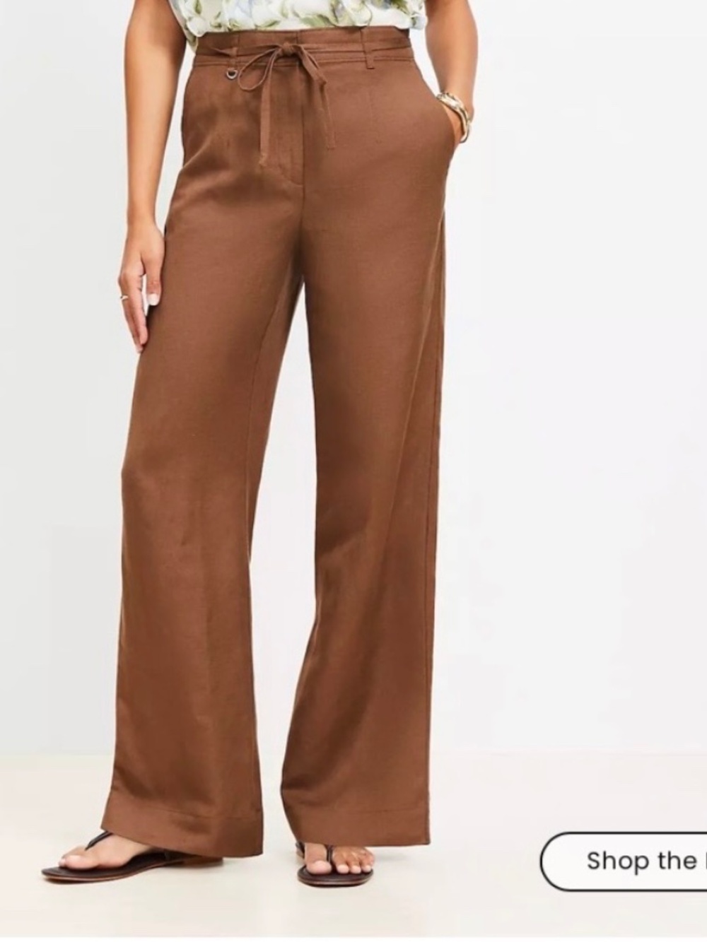 Loft Linen Blend Wide Leg Pants - Picture 2 of 7